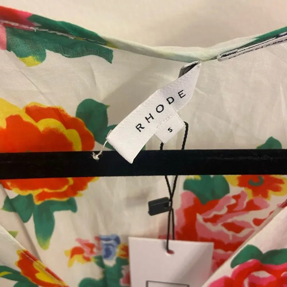 Rhode Anya Smocked Floral Dress White & Red Size Small - Picture 8 of 10